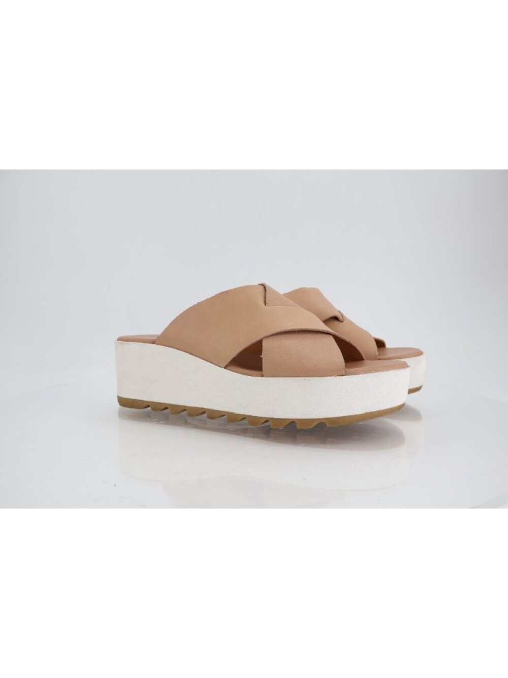 Sorel Womens Cameron Sandal Size 9.5 Brown Leather Slide Platform Chunky Wedge - Picture 2 of 13